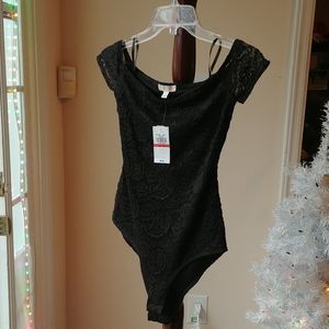 NWT, Gianni Bini, XS, Black, Lace, Bodysuit